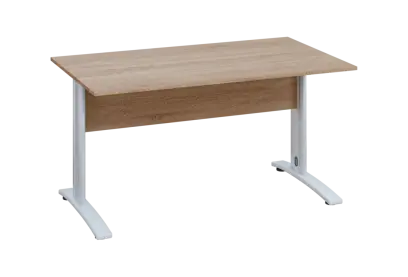 EPK 28 - 14 stůl kancelářský, kovová podnož bílá, deska 25 mm, široký 1400 mm, dub bardolino